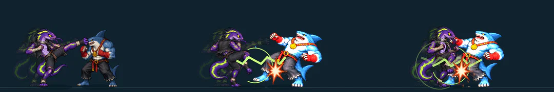 Three frames of STROOMSTOOT, from the game's move list