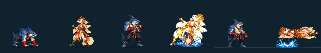 Three frames of VLOEDVIN, from the game's move list