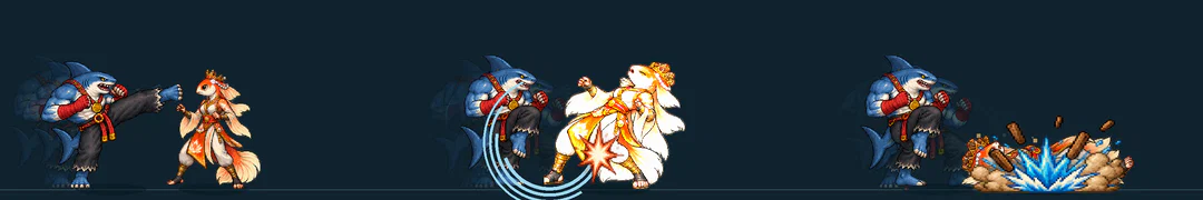 Three frames of AASSIKLOON, from the game's move list