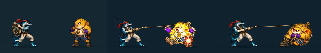 Three frames of VISVANG, from the game's move list